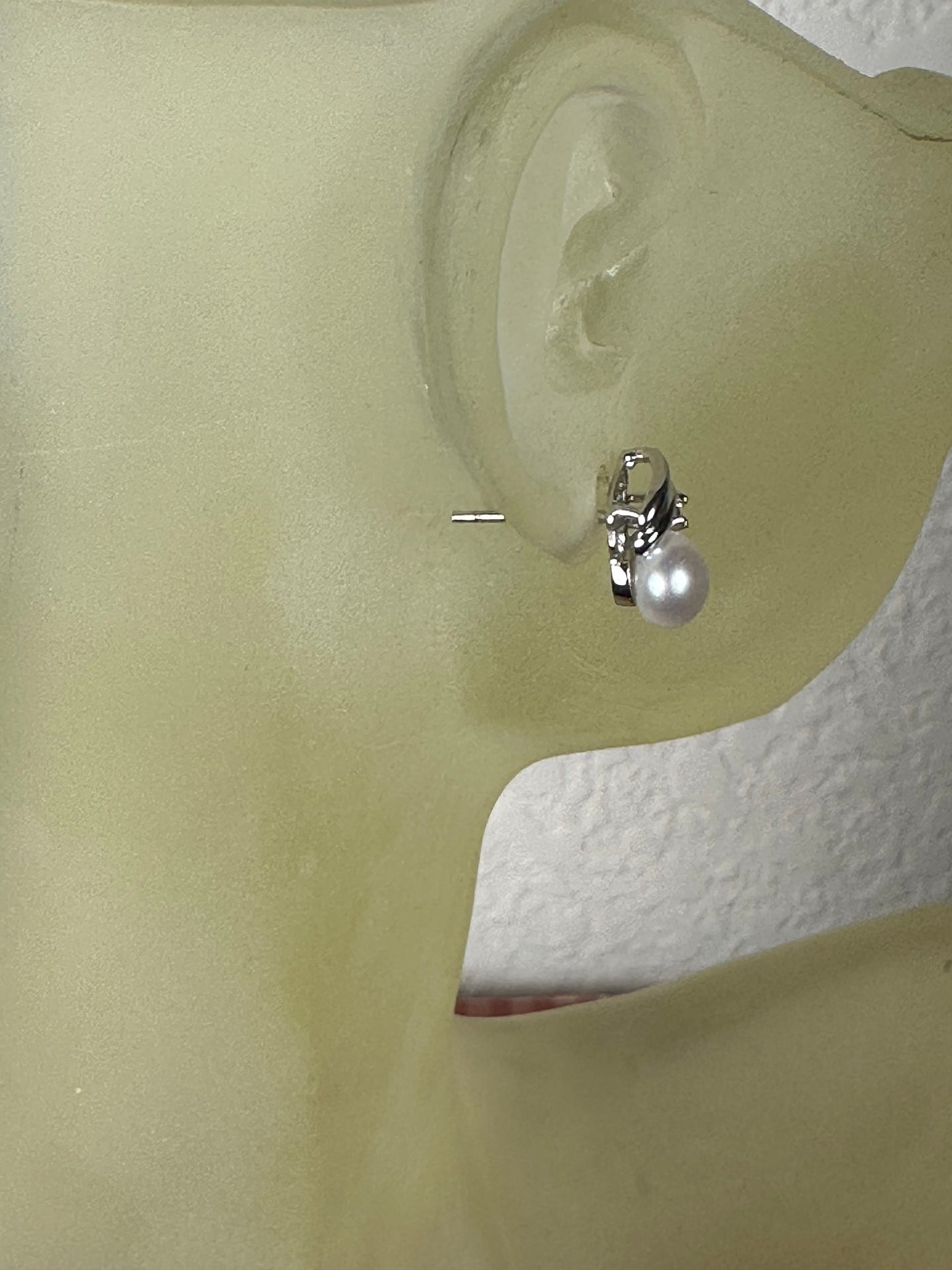 Genuine Pearl Stud Earrings with CZ in Sterling Silver