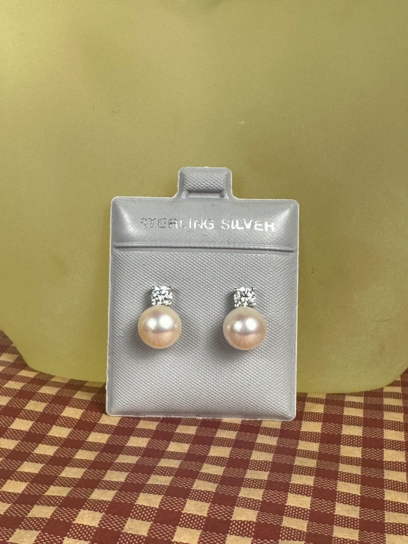8mm Genuine Cream Tone Pearl Stud Earrings in Sterling Silver