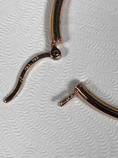 2.5mm x 35mm Rose Gold Sterling Silver Hoop Earrings