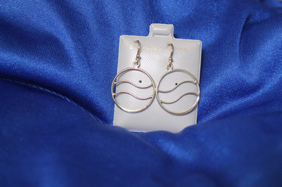 Sterling Silver Cut Out Circle & Wave Dangling Earrings