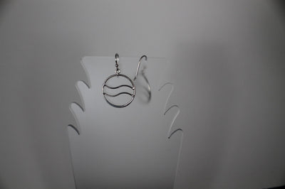 Sterling Silver Cut Out Circle & Wave Dangling Earrings