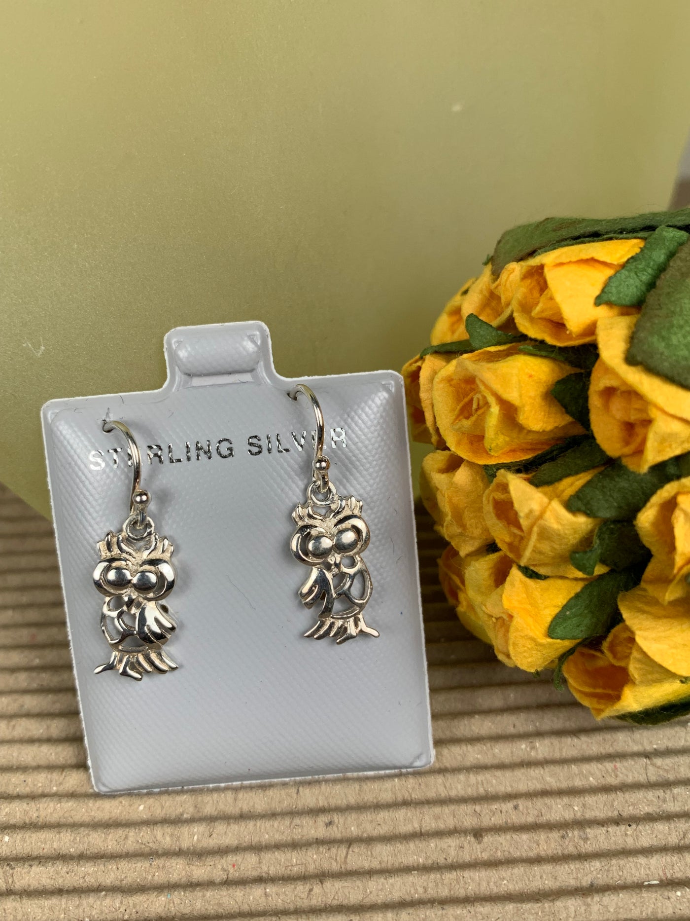 Sterling Silver Owl Dangling Earrings