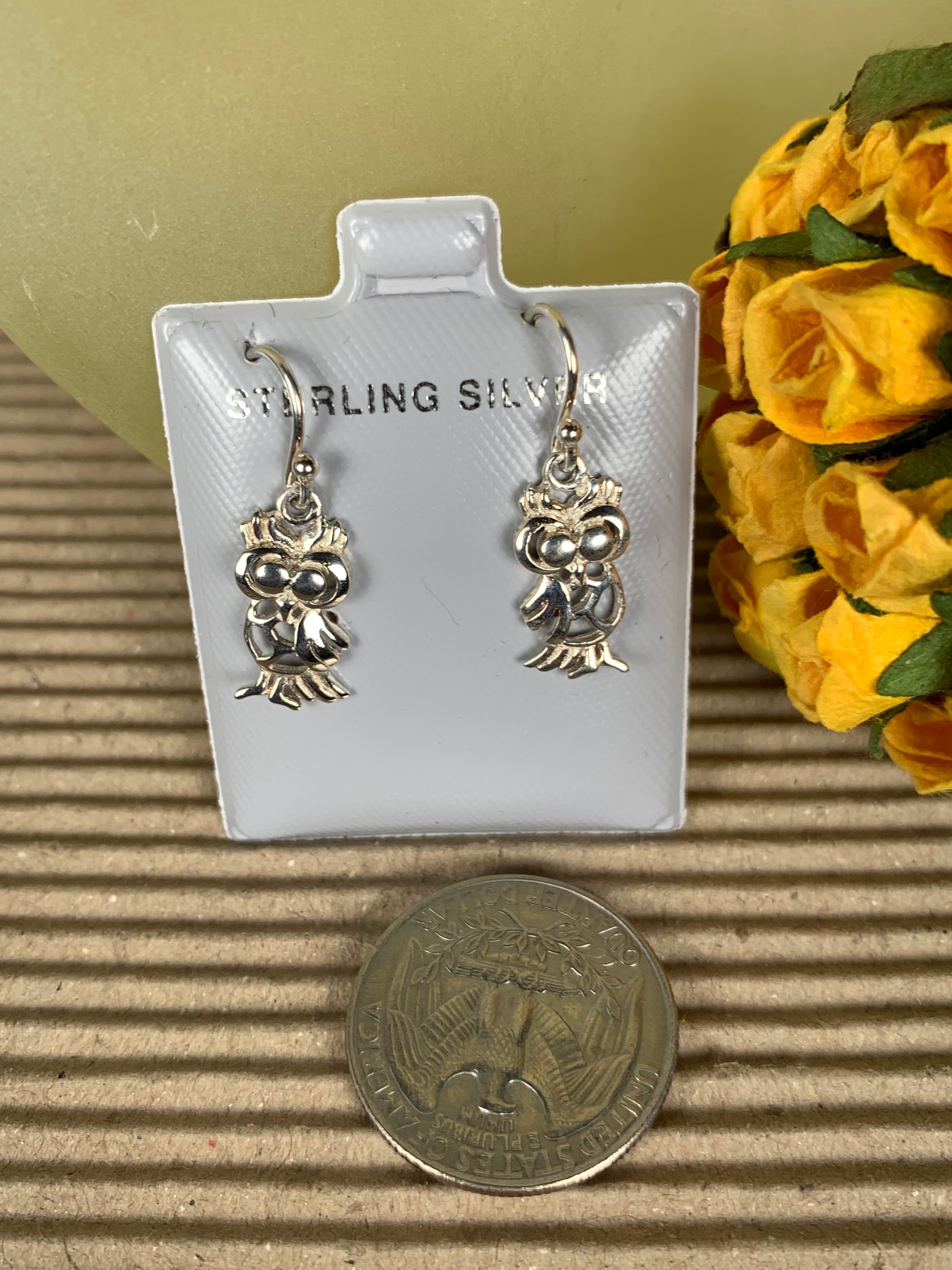 Sterling Silver Owl Dangling Earrings