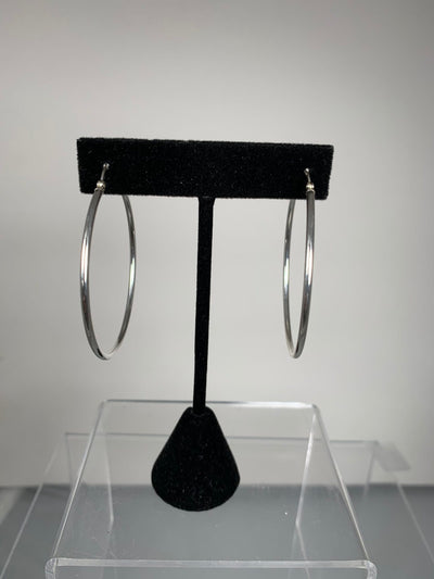 Sterling Silver Hoop Earrings 1.5mm x 45mm