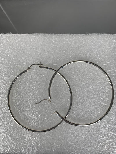Sterling Silver Hoop Earrings 2mm x 55mm