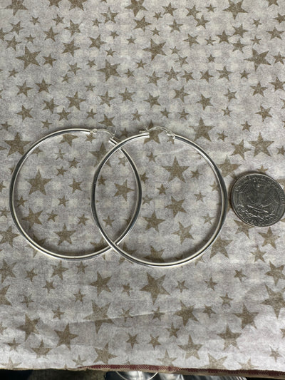 Sterling Silver Hoop Earrings 2mm x 55mm