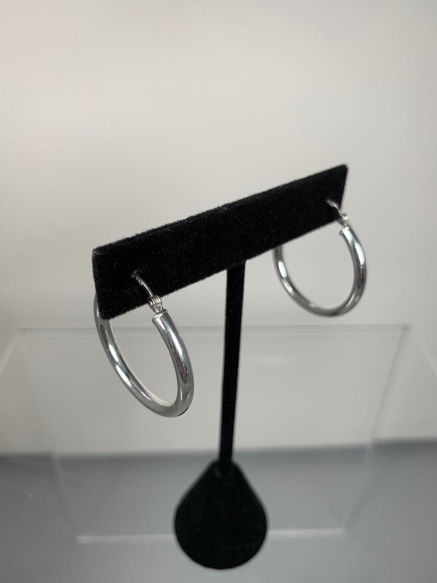 Sterling Silver Round Hoop Earrings 2.5mm x 25mm