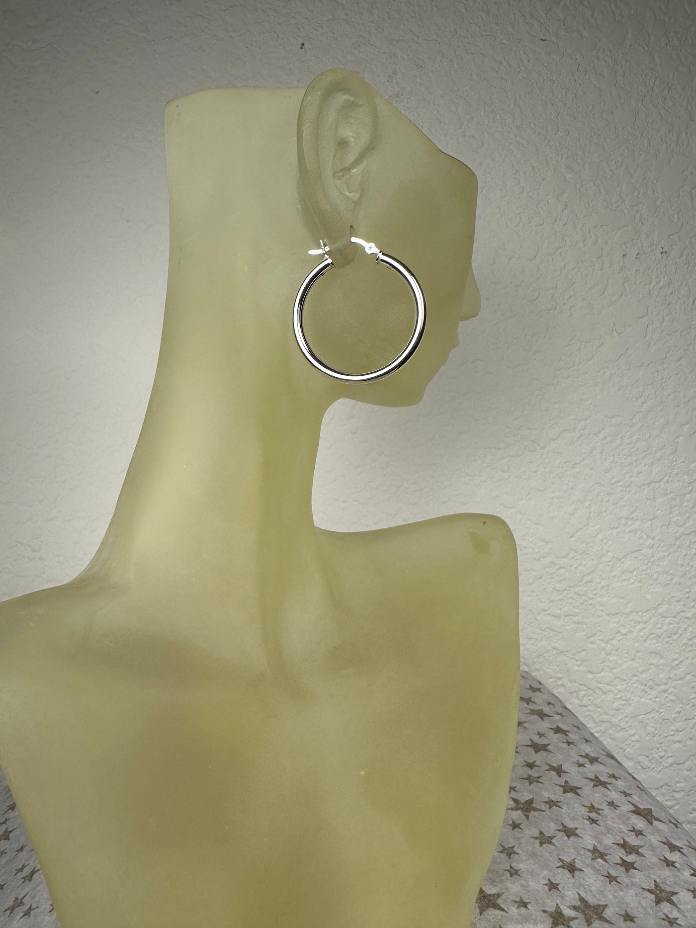 Sterling Silver Round Hoop Earrings 2.5mm x 25mm