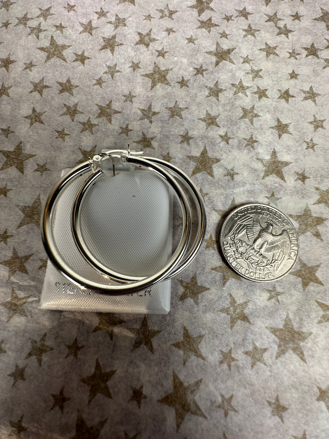 Sterling Silver Round Hoop Earrings 2.5mm x 35mm