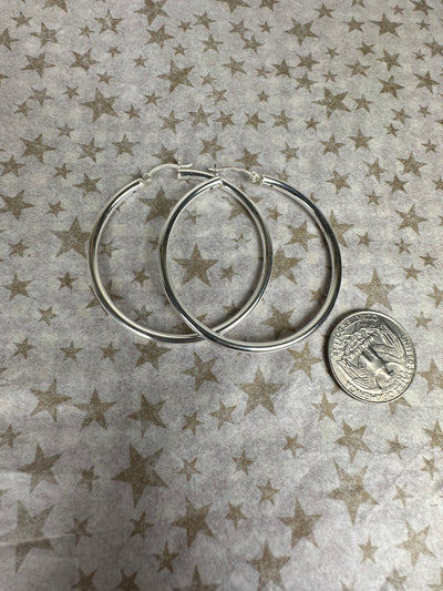 Sterling Silver Round Hoop Earrings 2.5mm x 45mm