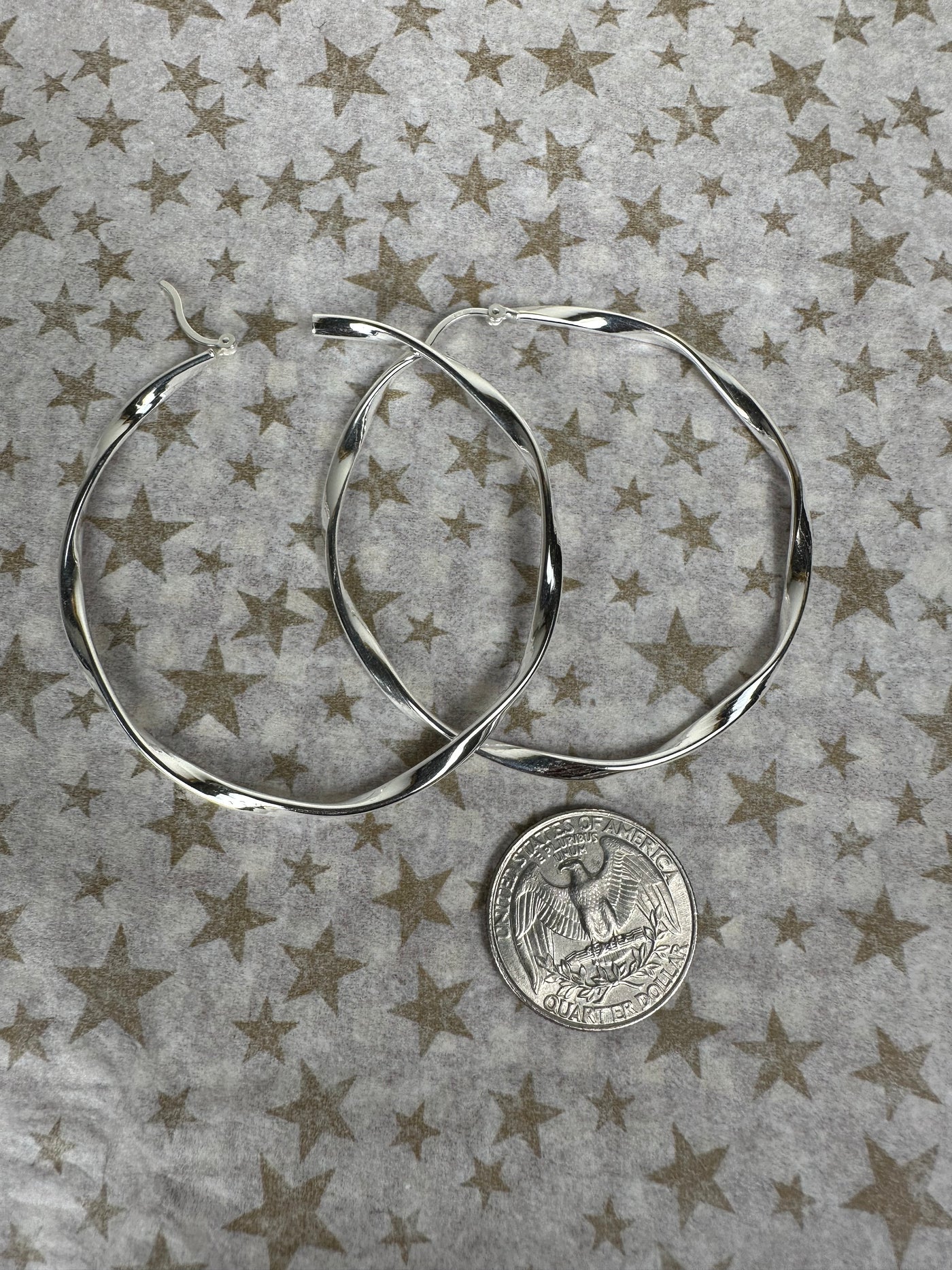 Sterling Silver Twisty Hoop Earrings 58mm