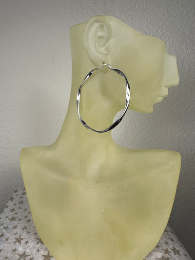Sterling Silver Twisty Hoop Earrings 50mm