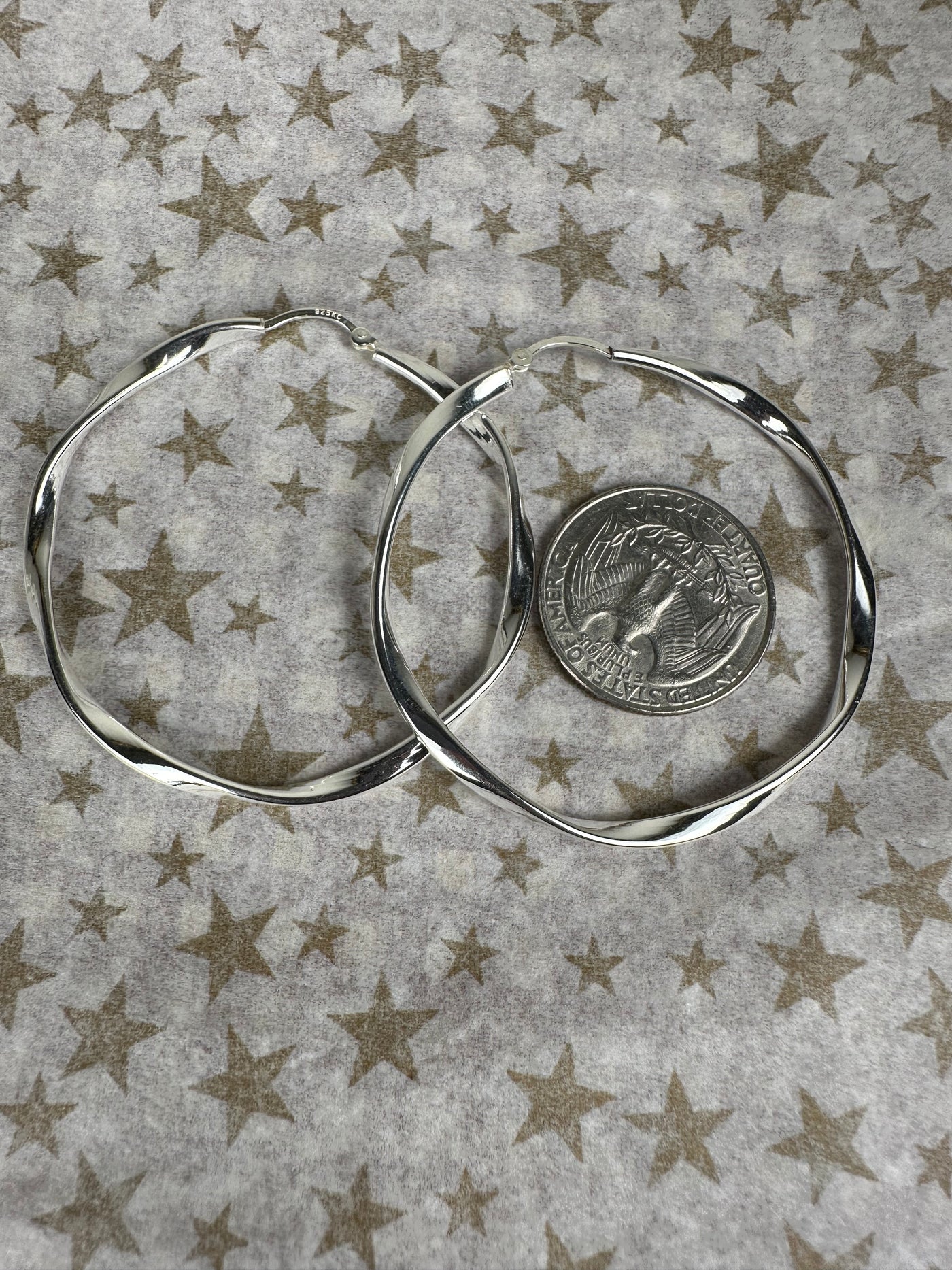 Sterling Silver Twisty Hoop Earrings 50mm