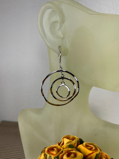 Sterling Silver not plated 3 Circle Dangling Earrings