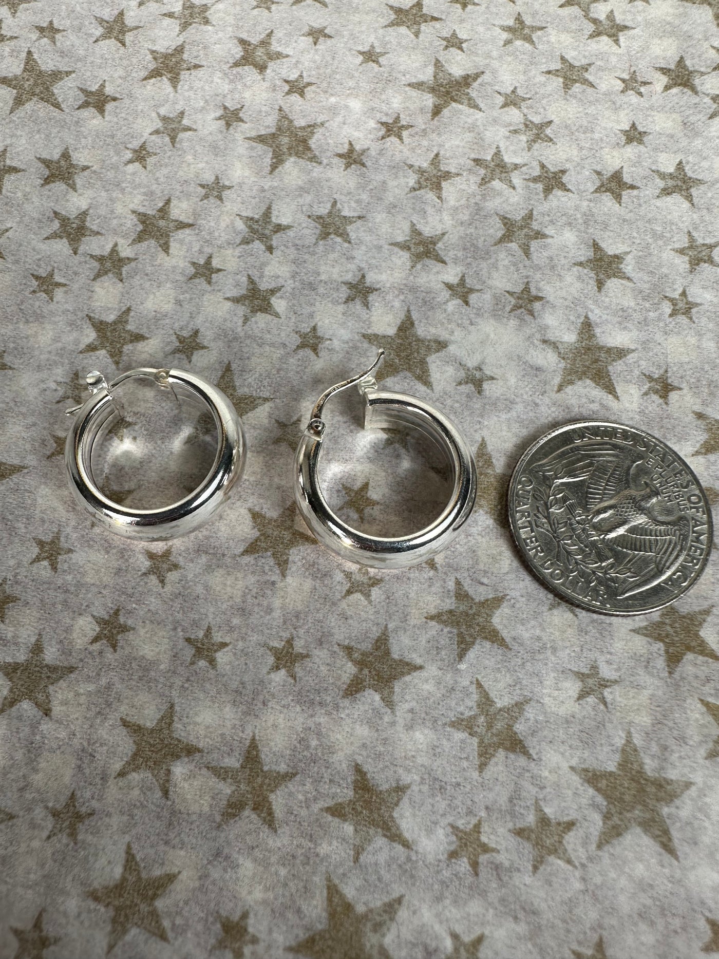 Sterling Silver Puffy Hoop Earrings