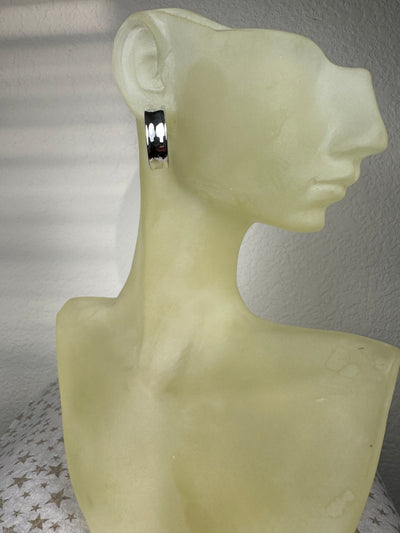 Sterling Silver High Polished Half Hoop Earrings on Post