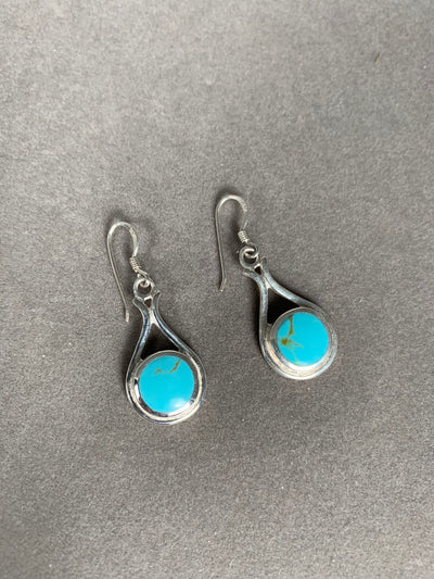 Sterling Silver and Howlite-Turquoise Dangling Earrings