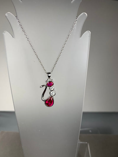 Sterling Silver Cat Pendant Necklace