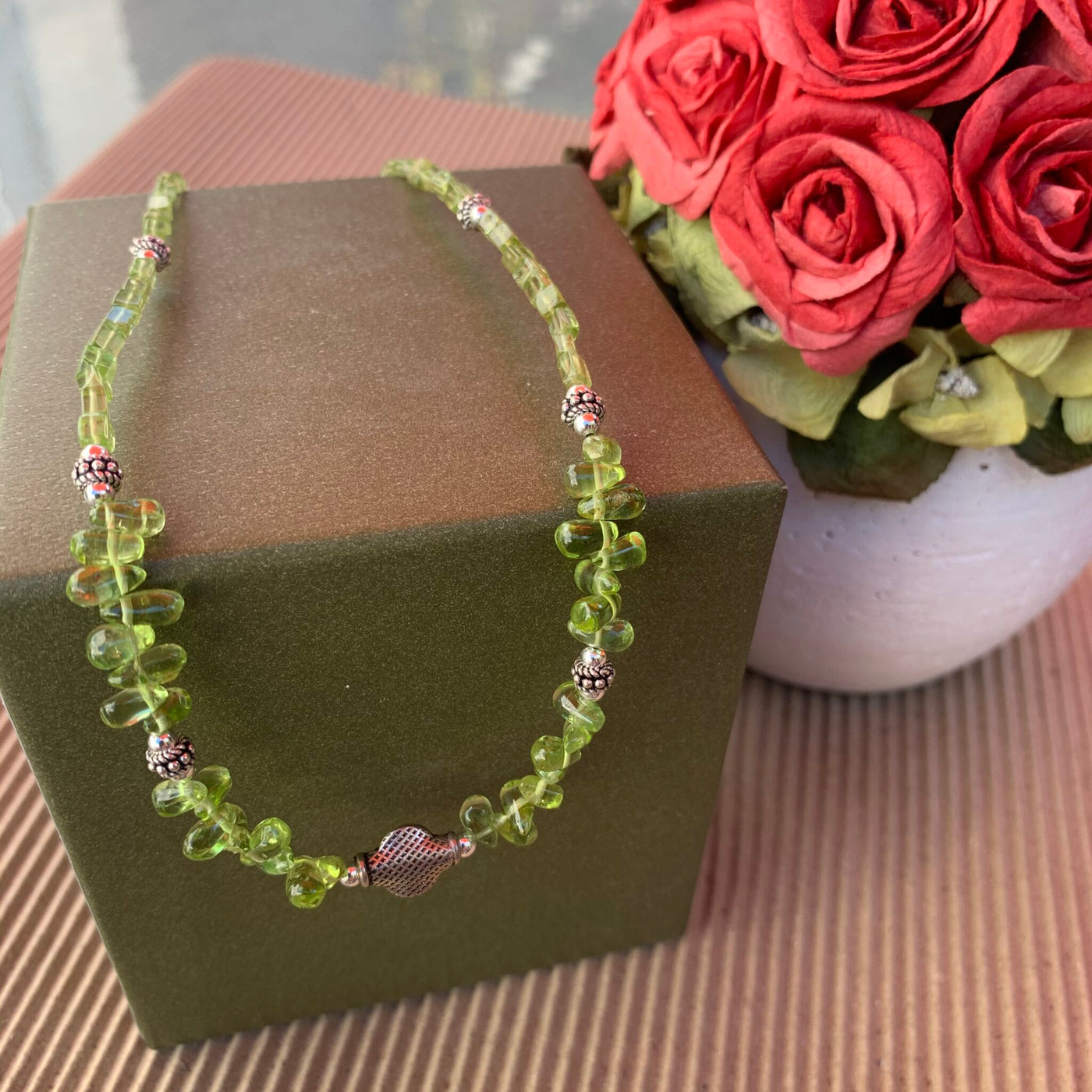Sterling Silver and Peridot Choker Necklace