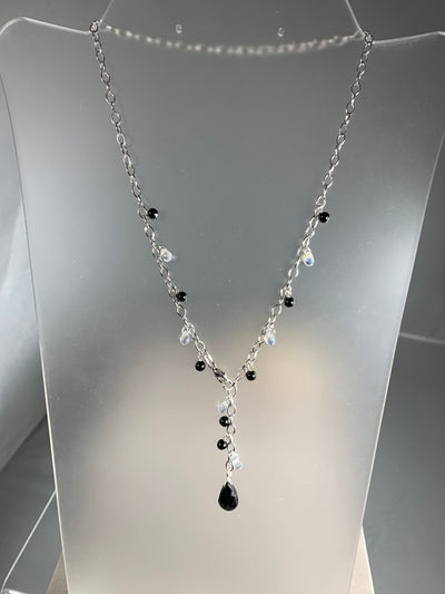 Sterling Silver and Onyx "Y" Necklace