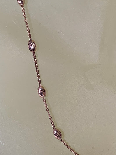 Sterling Silver Oval Ball Sectional Chain Necklace with Rose Gold Tone Coating, 16"