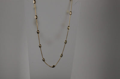 16" Sterling Silver Tin Cup Style Sectional Chain Necklace with Yellow Gold Tone Coating