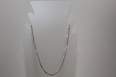 2-tone Sterling Silver Chain Necklace with Rose Gold Tone Coating, 18"