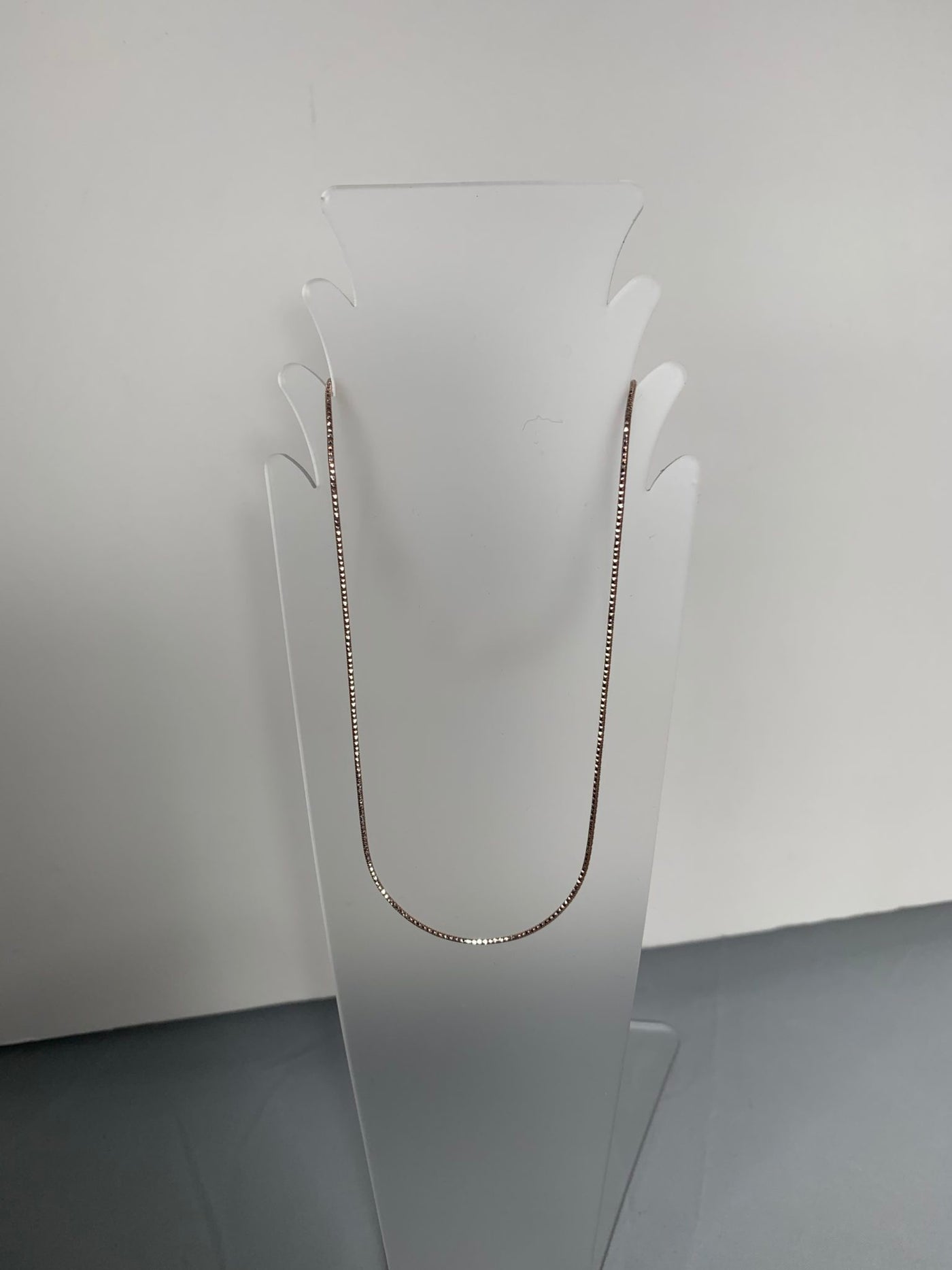 2-tone Silver Chain Necklace with Rose Gold Tone Coating 16"