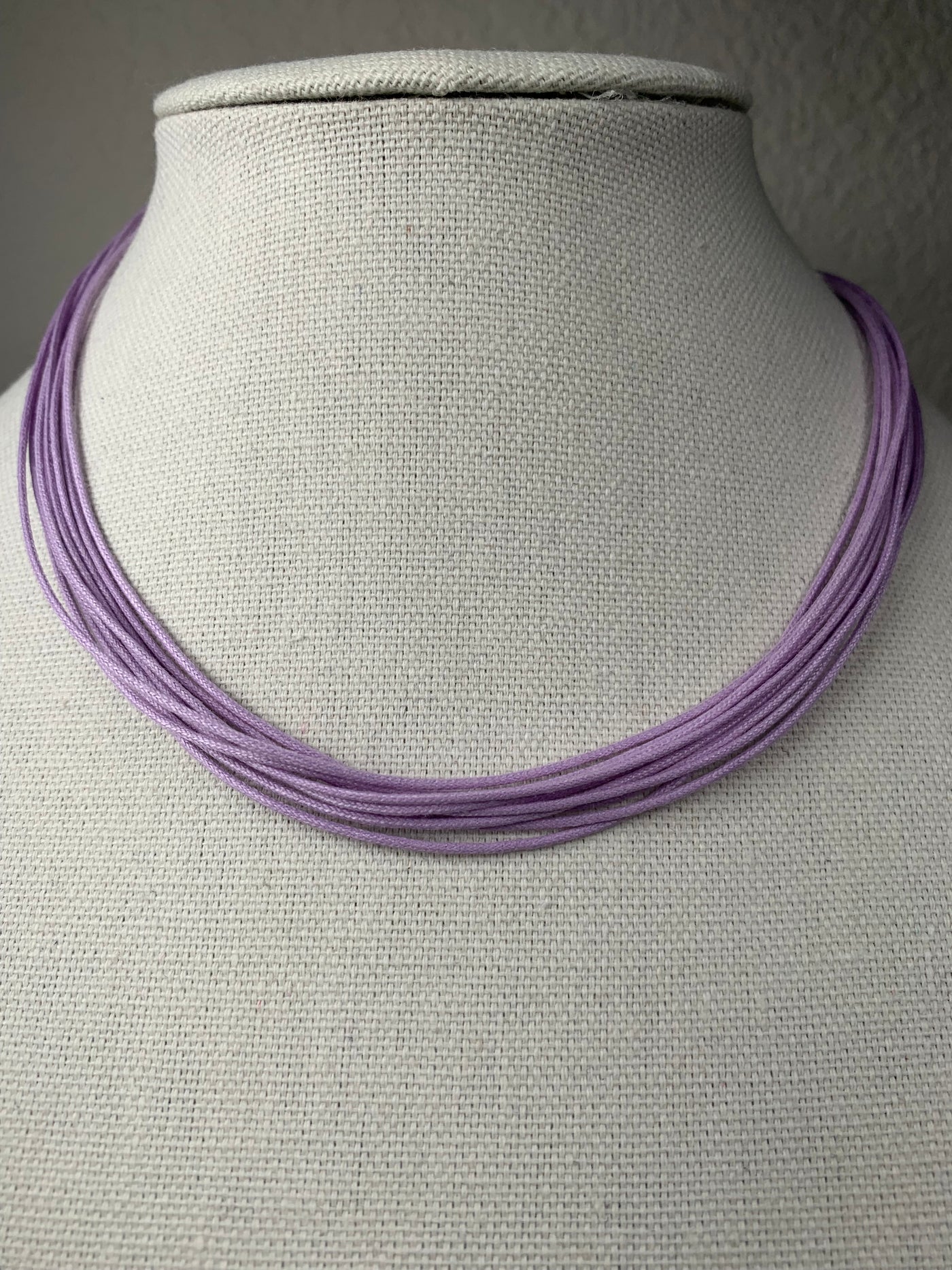 Italian 10-Strand Light Purple Cord Necklace with Silver Closure 16" & 18"