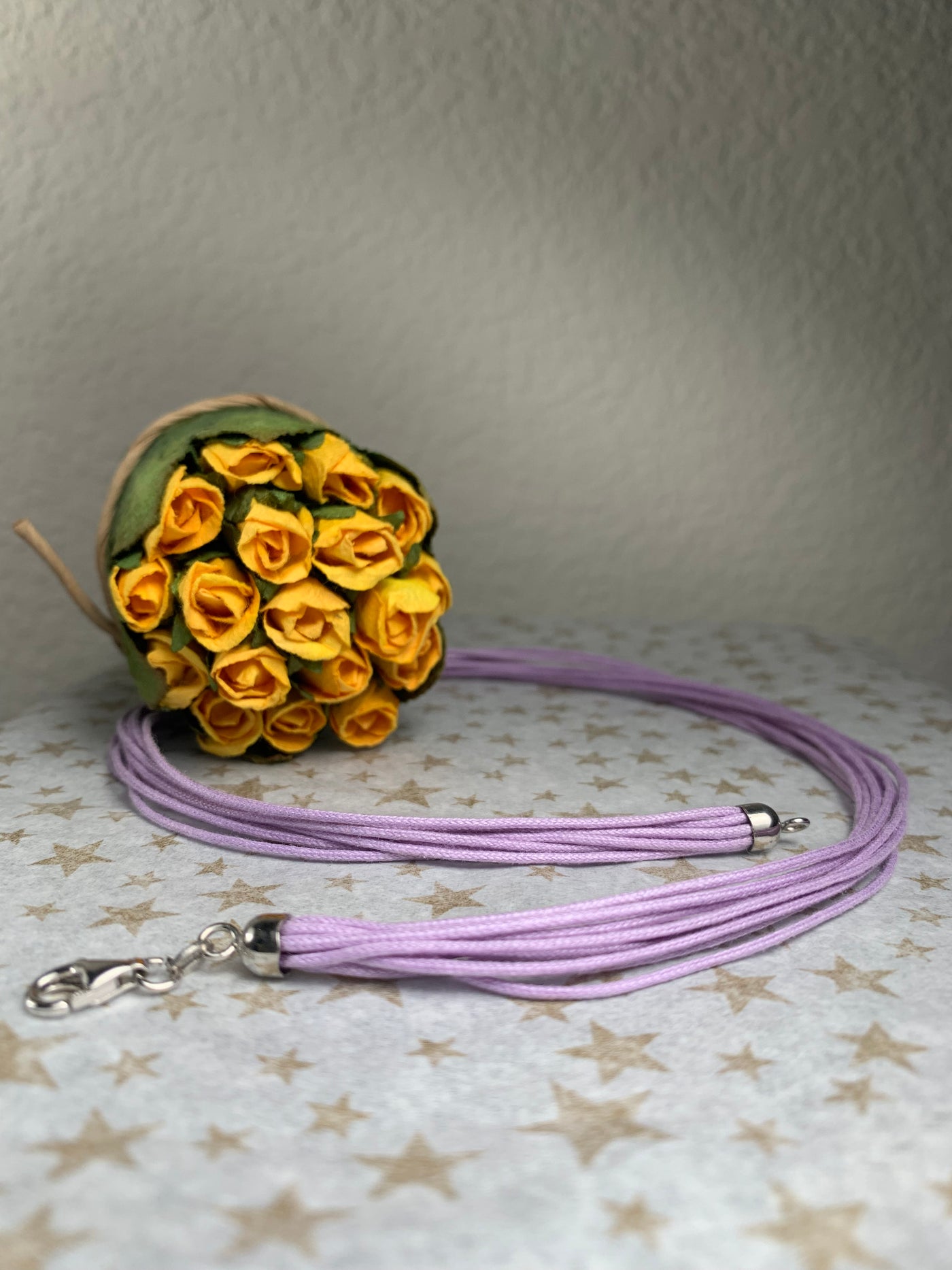 Italian 10-Strand Light Purple Cord Necklace with Silver Closure 16" & 18"
