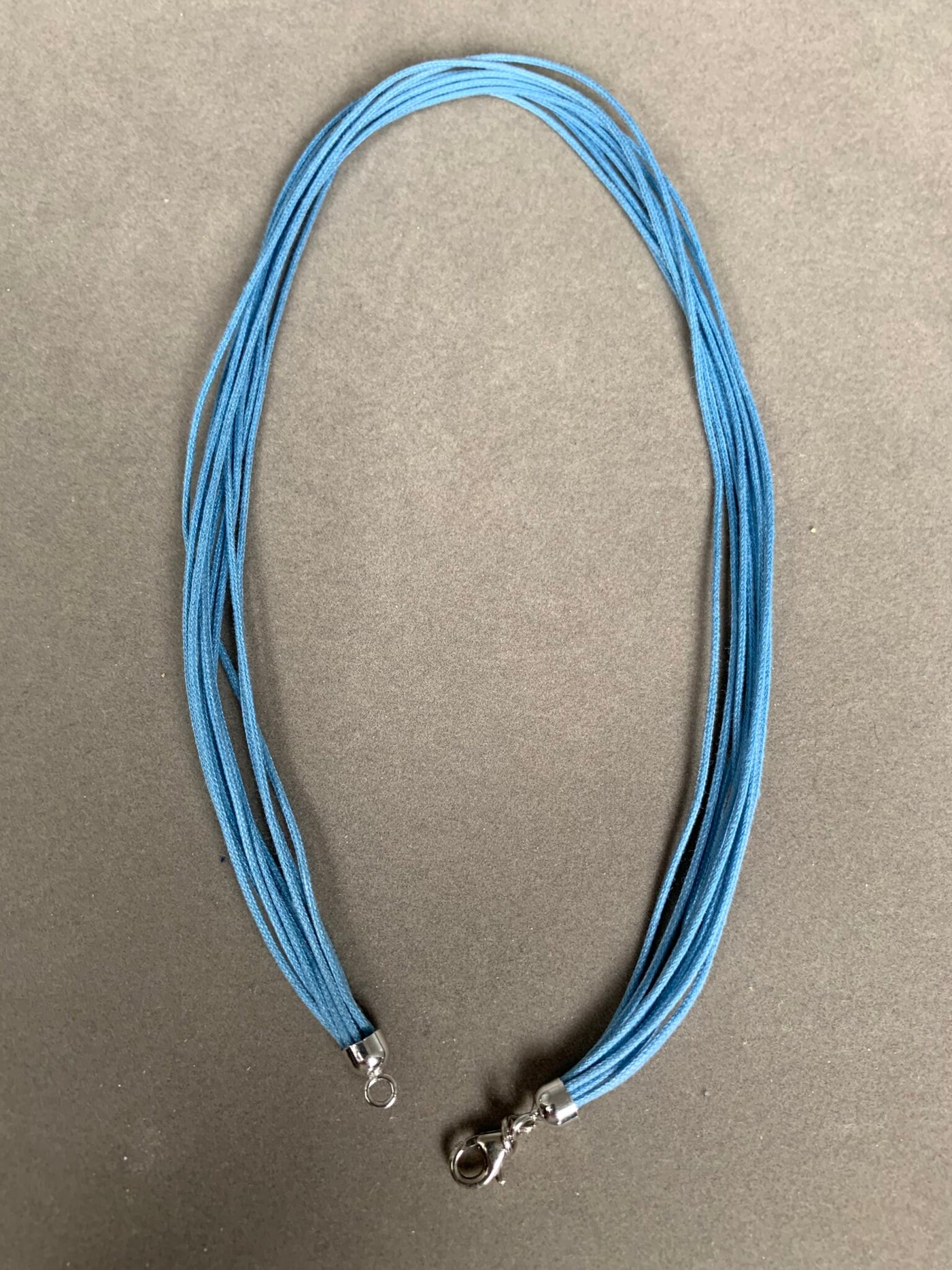 Sterling Silver Light Blue 10-Strand Cord Necklace from Italy 18"