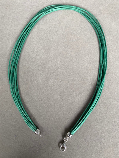 Sterling Silver Green 10-Strand Cord Necklace from Italy 16"