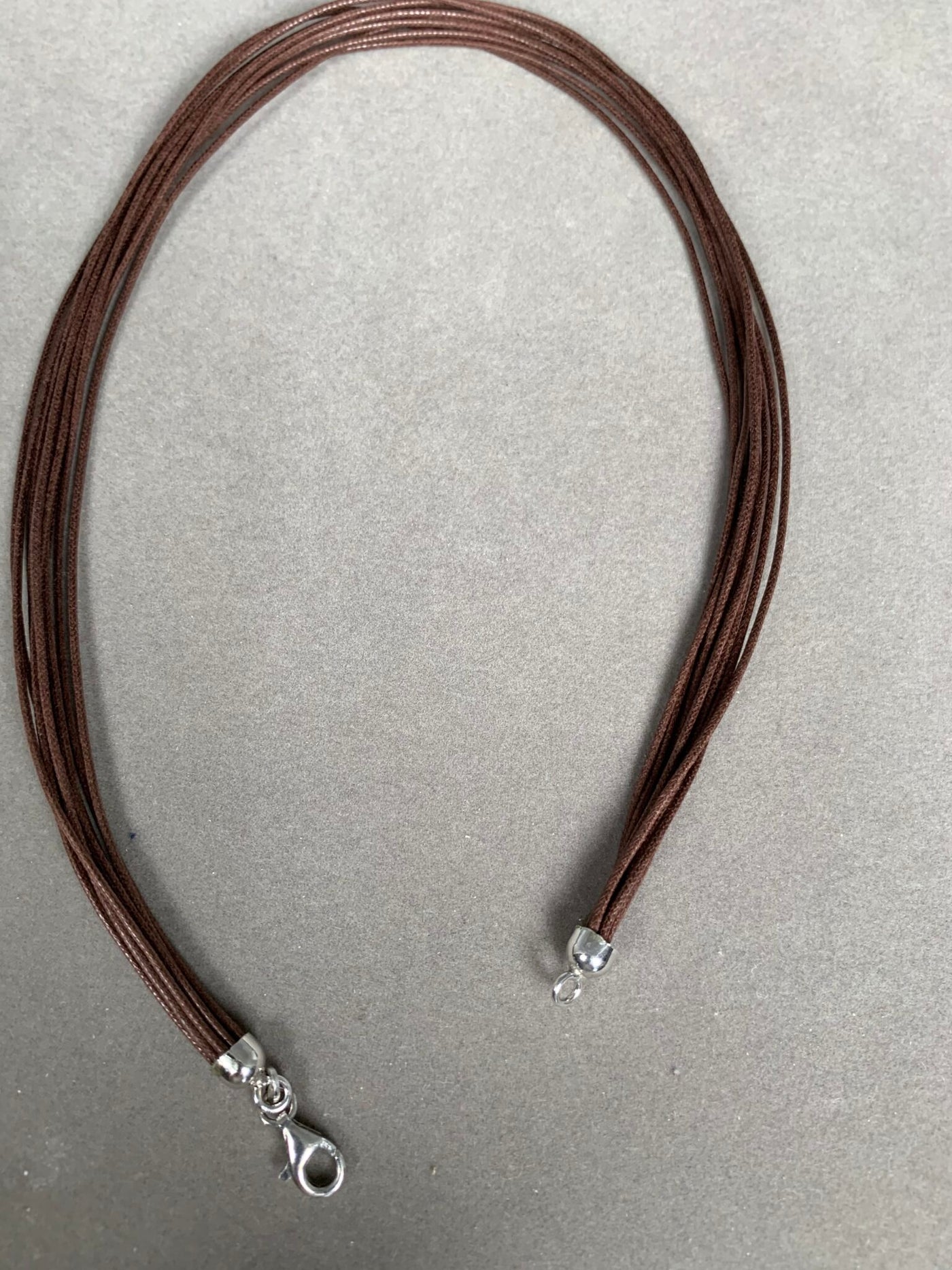 Sterling Silver Dark Brown 10-Strand Cord Necklace from Italy 16"