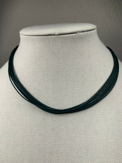 Sterling Silver Dark Green 10-Strand Cord Necklace from Italy 16" 17"18" & 20"