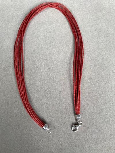 Sterling Silver Red 10-Strand Cord Necklace from Italy 18"
