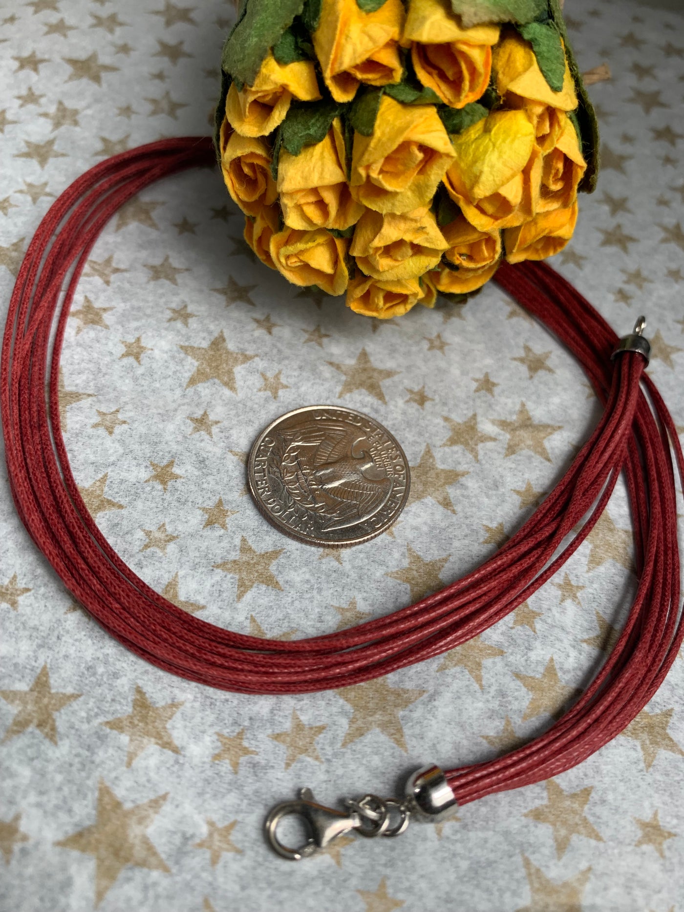 Italian 10-Strand Red Cord Necklace with Silver Closure 16" 16.5" 17.75" & 20"