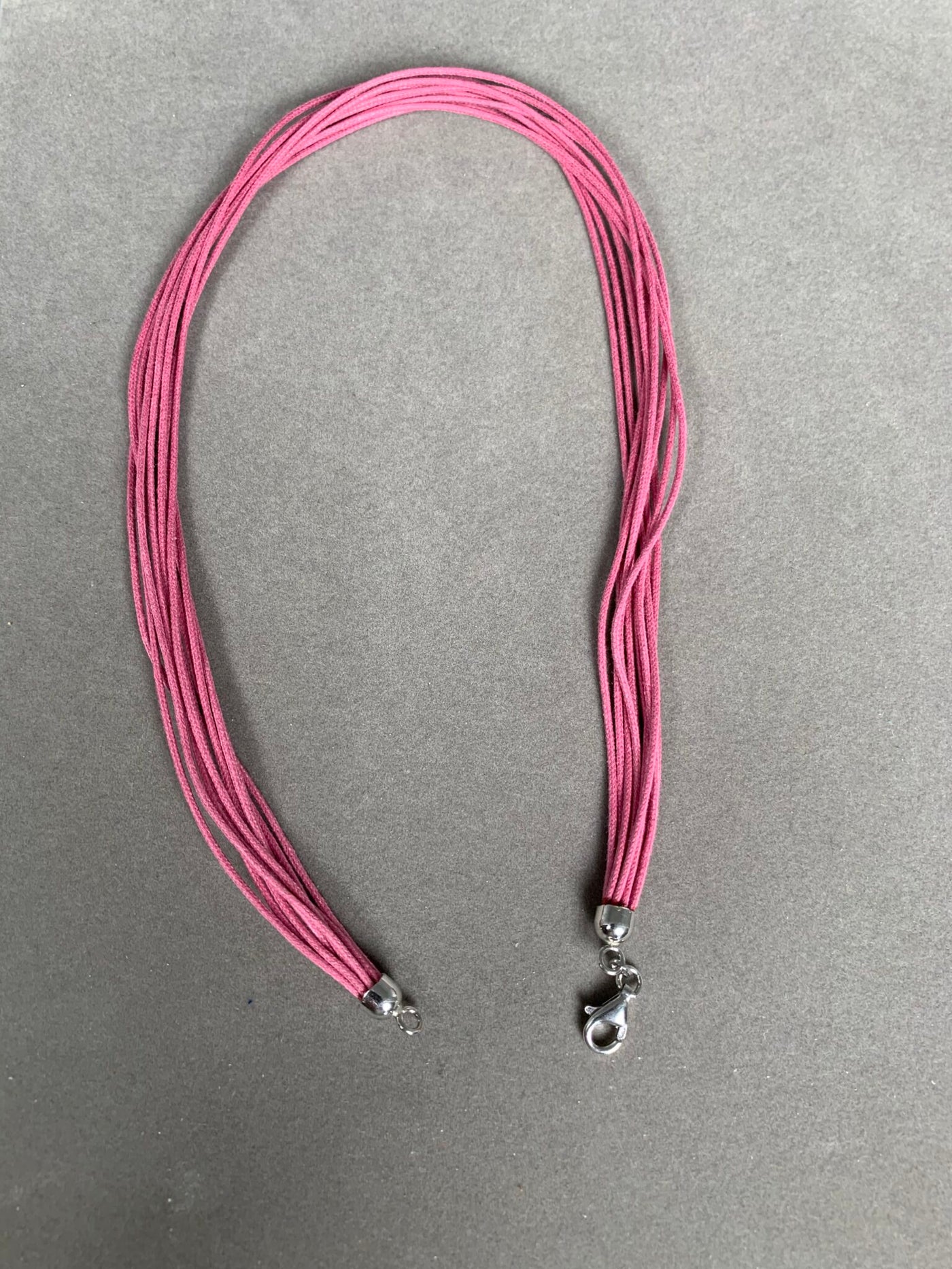 Sterling Silver Pink 10-Strand Cord Necklace from Italy 16"