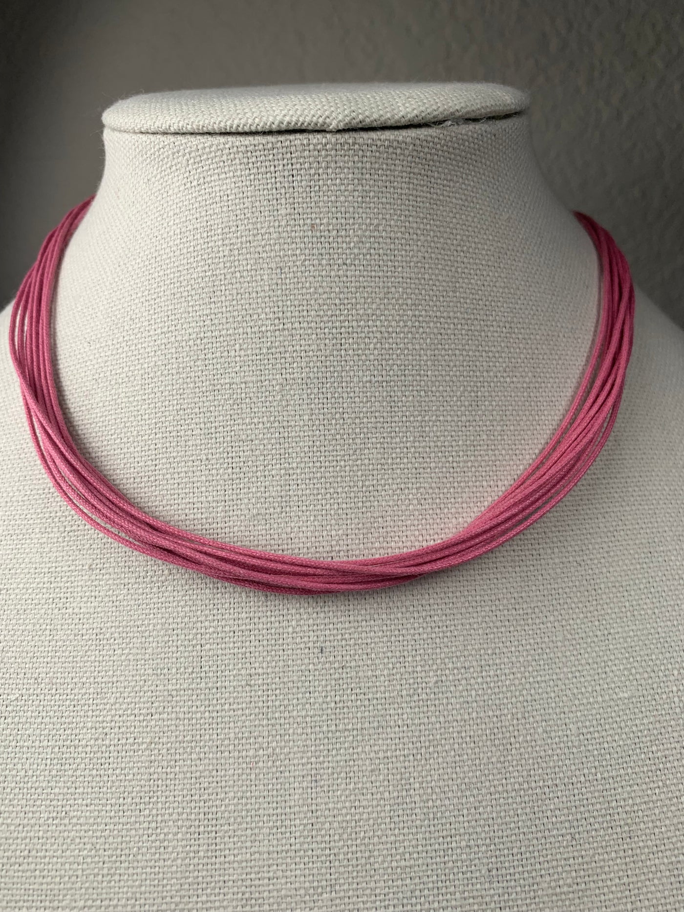 Sterling Silver Pink 10-Strand Cord Necklace from Italy 16" & 17.5"