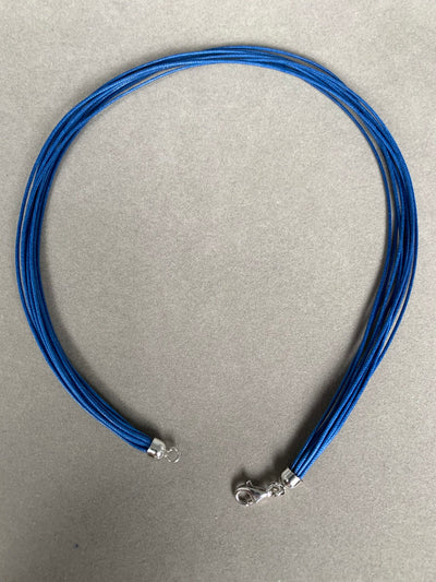 Sterling Silver Blue 10-Strand Cord Necklace from Italy 16"