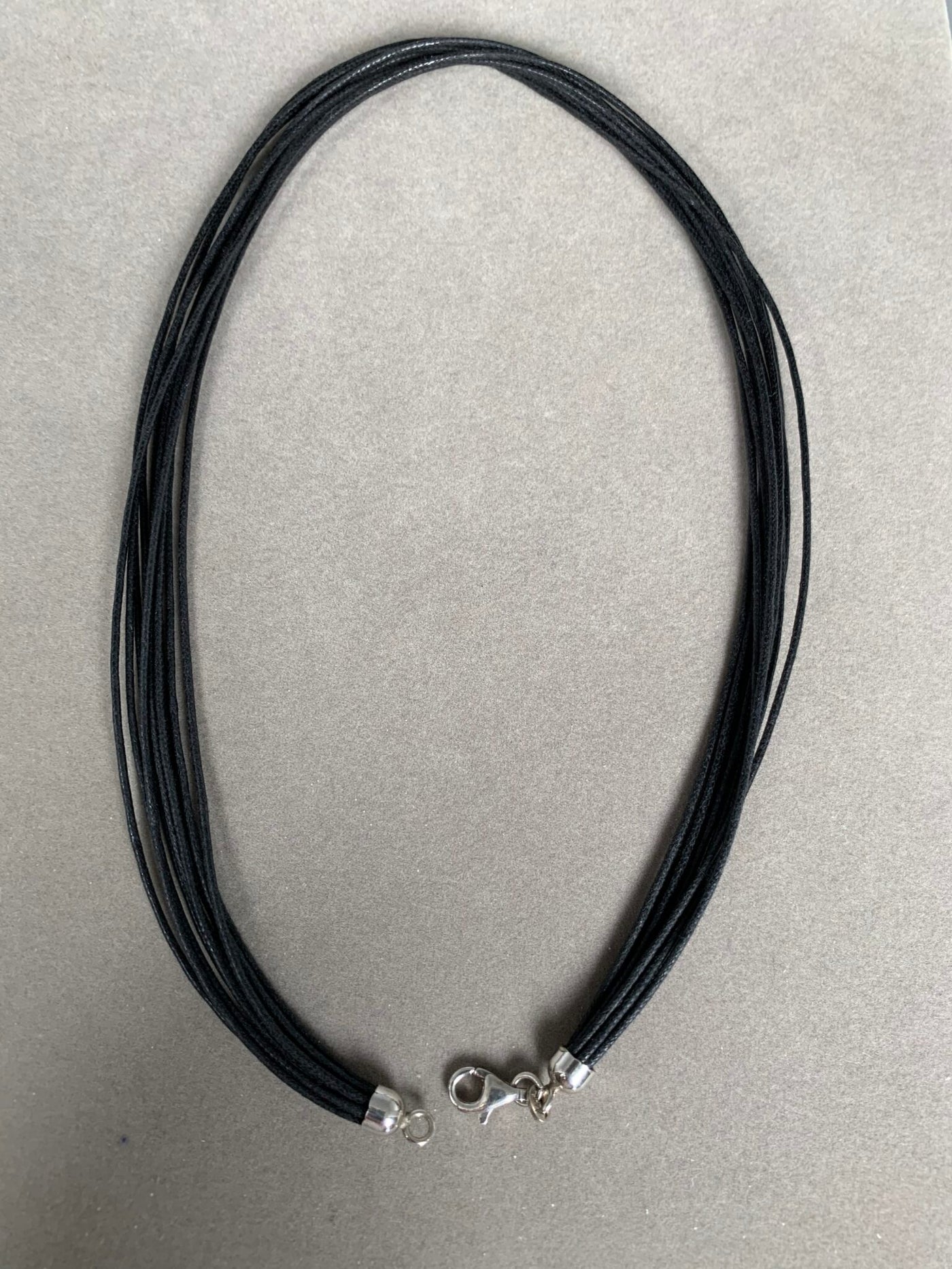 Sterling Silver Black 10-Strand Cord Necklace from Italy 16"