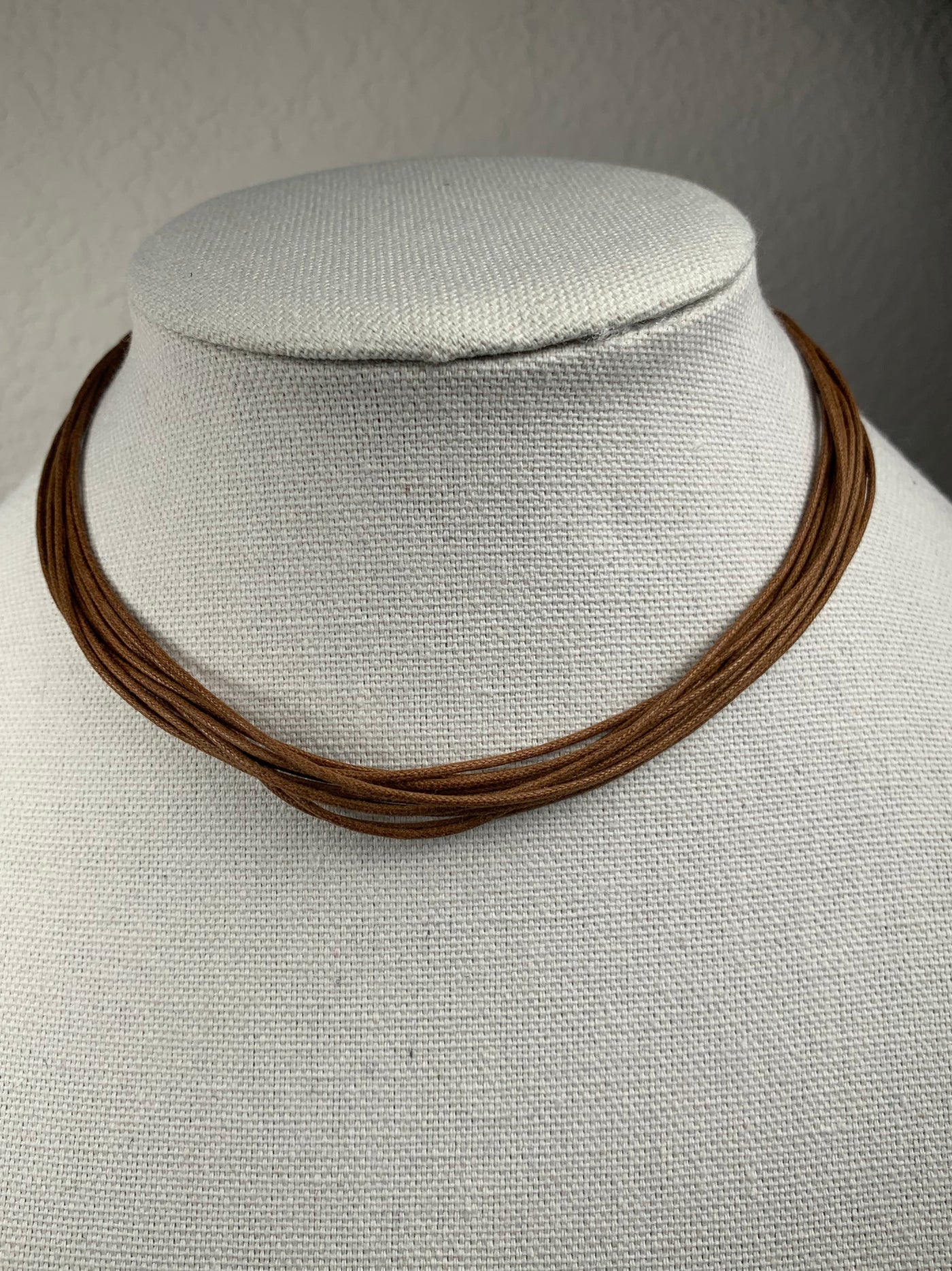 Italian 10-Strand Medium Brown Cord Necklace with Silver Closure 16" 17" 17.75" 20" & 22"