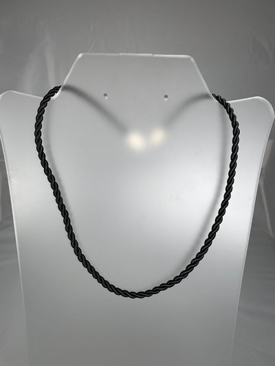 Sterling Silver Black Twist 4mm Cord Necklace 16"