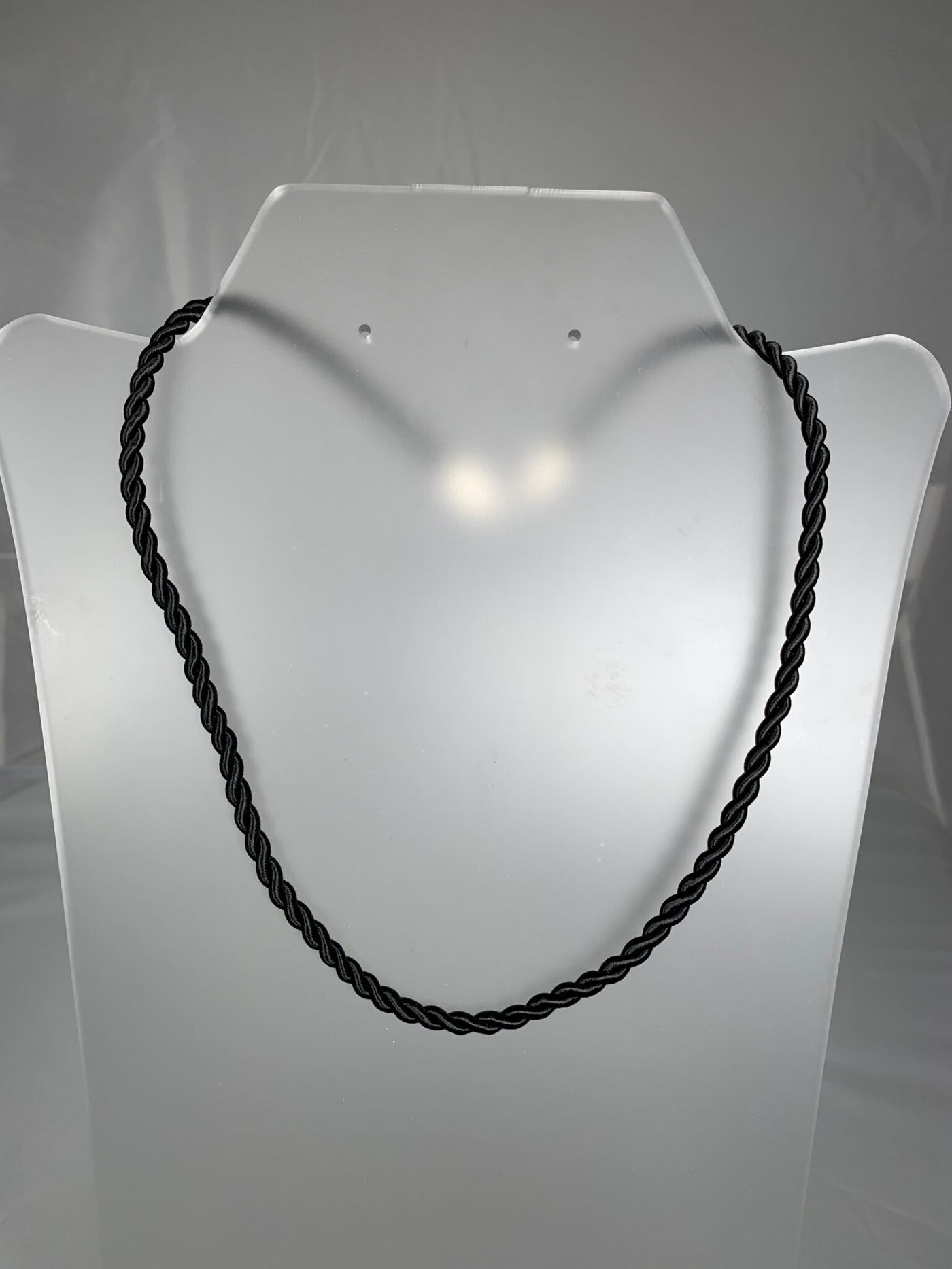 Sterling Silver Black Twist 4mm Cord Necklace 24"