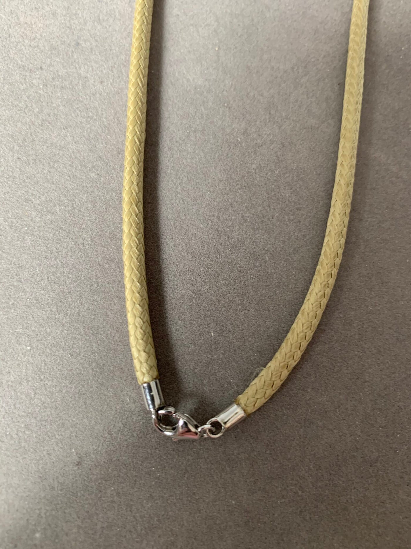 Sterling Silver Closure Cord Necklace in Beige Color