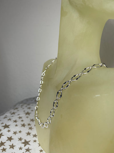 Italian Sterling Silver "Squashed" Link Chain Necklace