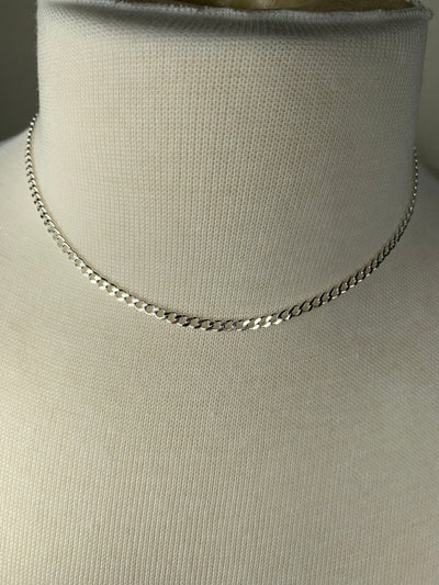 Italian 3mm Curb Chain Necklace in Sterling Silver