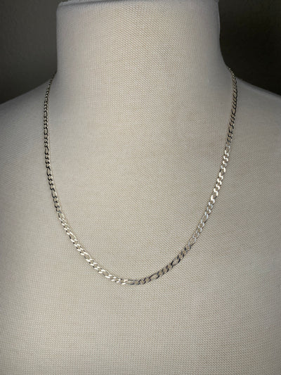 Italian Sterling Silver Figaro 3mm Chain Necklace