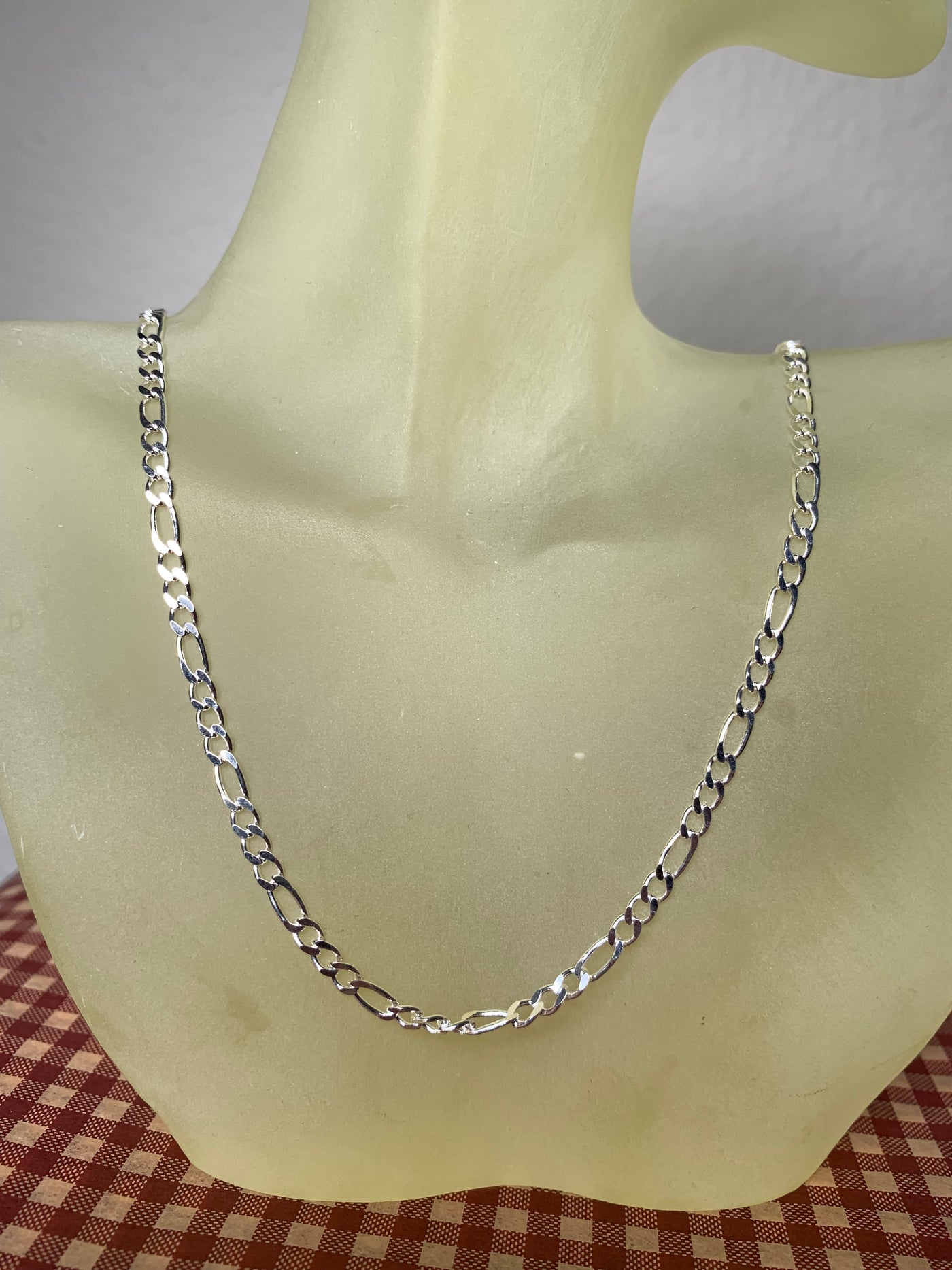 Italian Sterling Silver Figaro 3mm Chain Necklace