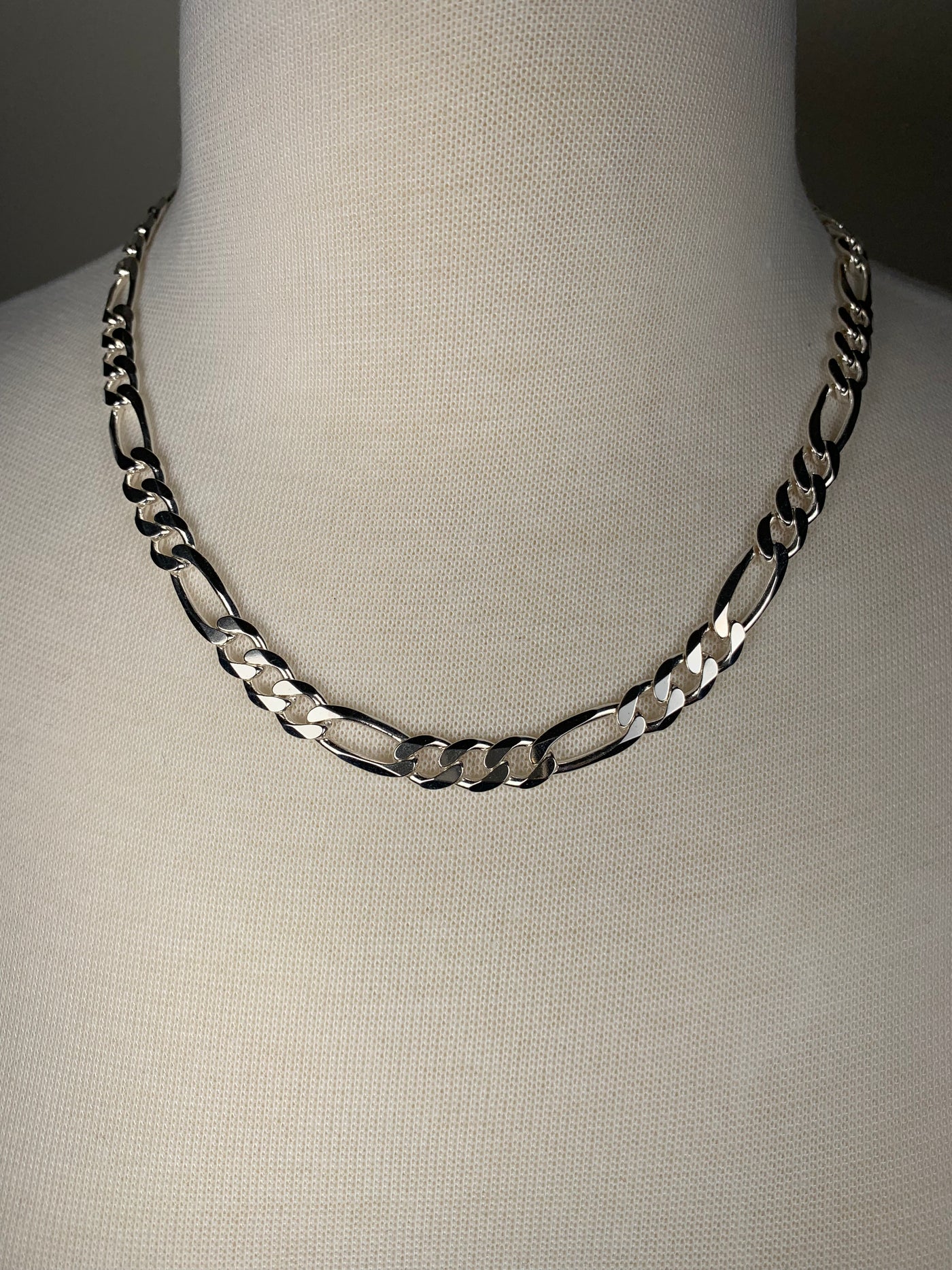 Italian 20" 8mm Figaro Chain Necklace in Sterling Silver
