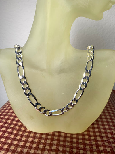 Italian 20" 8mm Figaro Chain Necklace in Sterling Silver